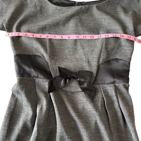 Milly NY Wool Silk Blend Sheath Dress Women’s Gray Bow Career Cocktail Party M - Picture 6 of 8